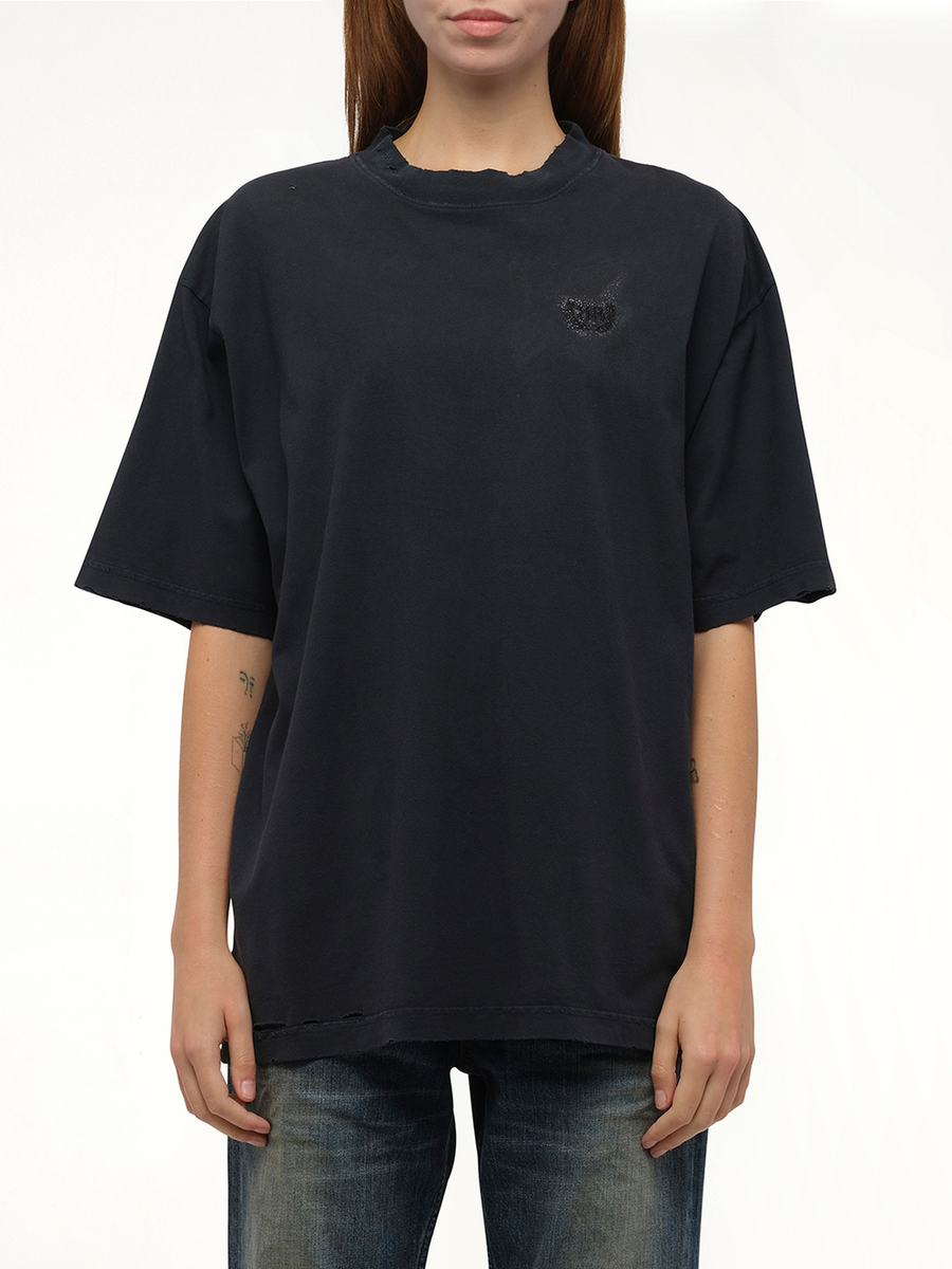 Balenciaga Nail Polish Medium Fit T-Shirt in Faded Washed Black