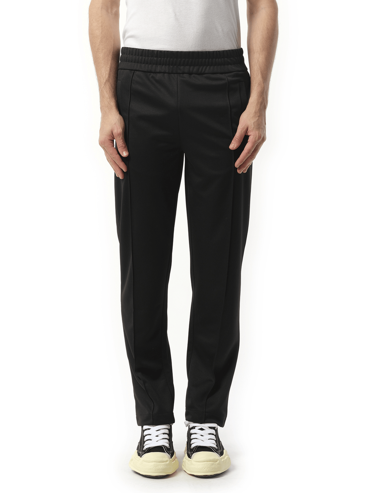Palm Angels Back Curved Logo Track Pants in Black/Off White