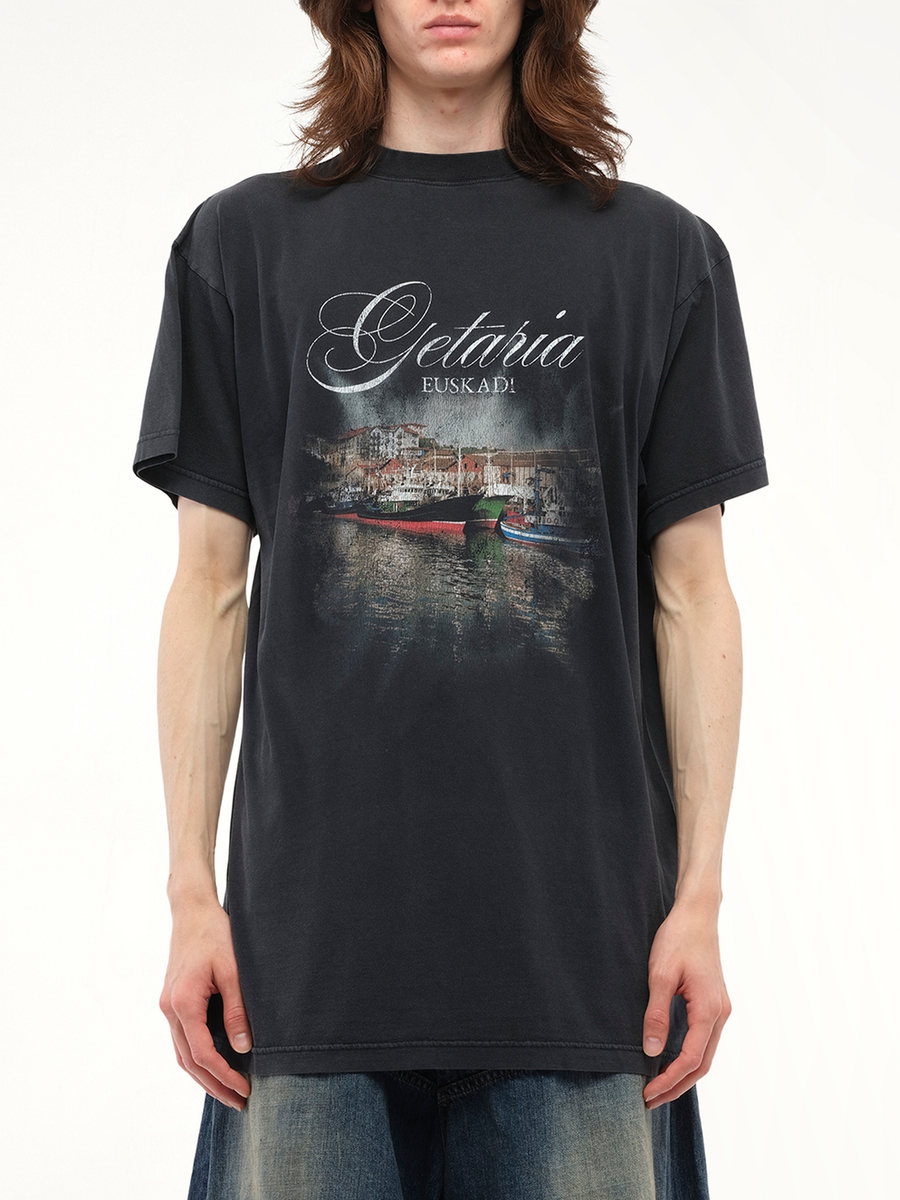 Balenciaga Getaria Oversized T-Shirt in Faded Washed Black