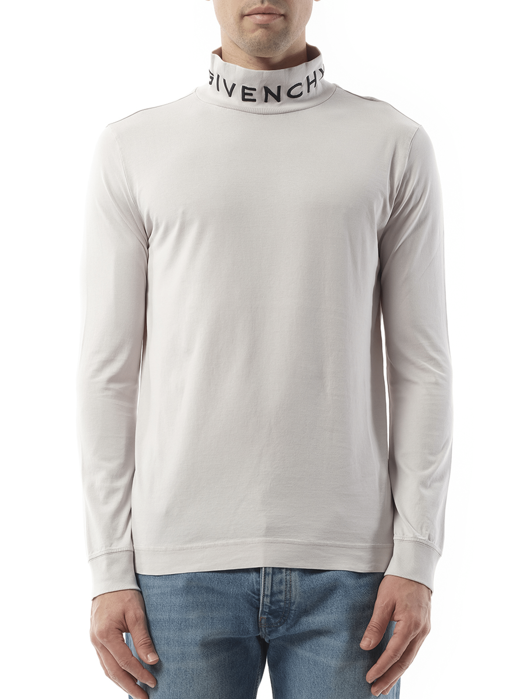 Givenchy Faded Logo Dyed Long Sleeve T-Shirt in Cloud Grey