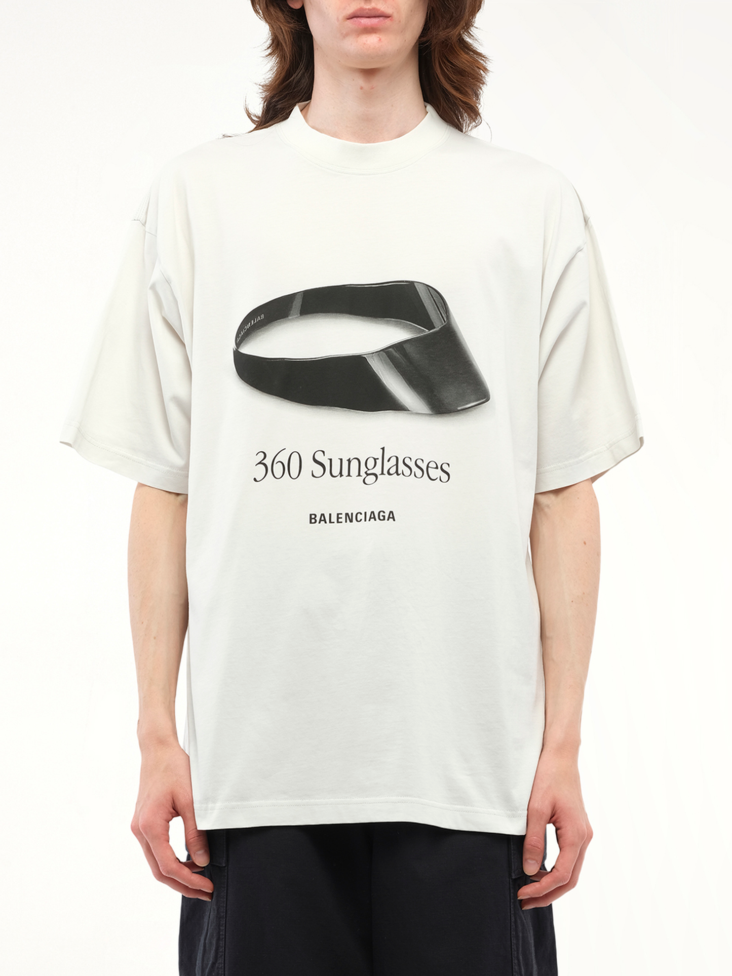 Balenciaga 360 Sunglasses Medium Fit T-Shirt in Dirty White