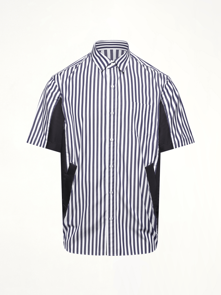 Cotton Poplin Shirt in Navy Stripe/Navy