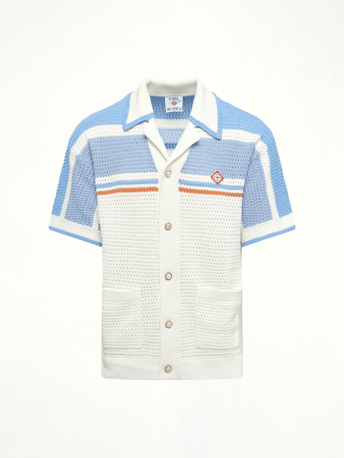 Faux Crochet Shirt in Blue