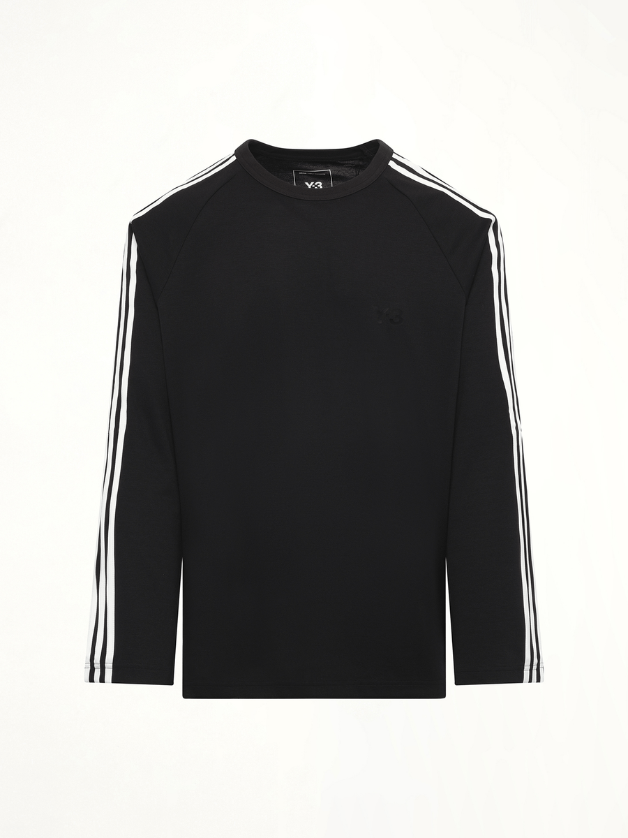 Wire Stripe Long Sleeve T-Shirt in Black