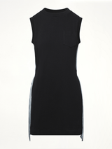 Denim x Cotton Jersey Dress in Navy/Light Blue