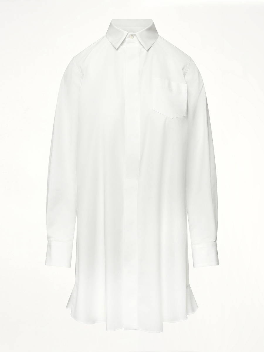 Frill Poplin Dress in Off White