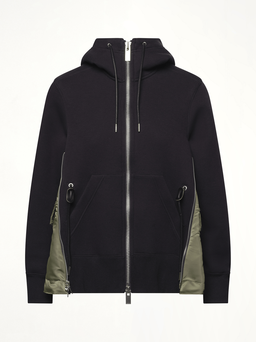 Sponge Sweat Nylon Twill Hoodie in Navy/Khaki