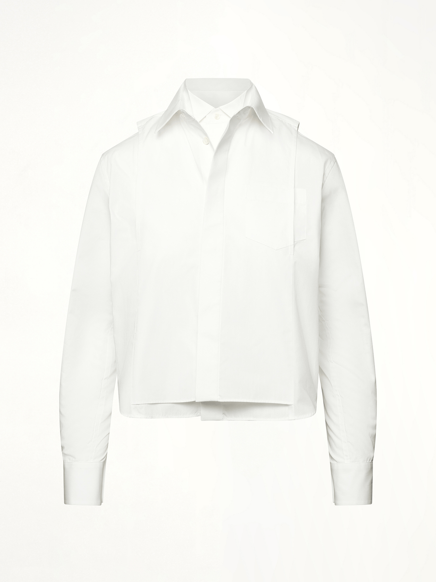 Layered Poplin Shirt in Off White