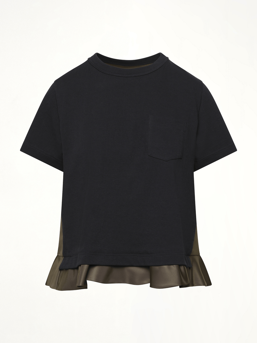 Nylon Twill x Cotton Jersey T-Shirt in Navy/Dark Khaki
