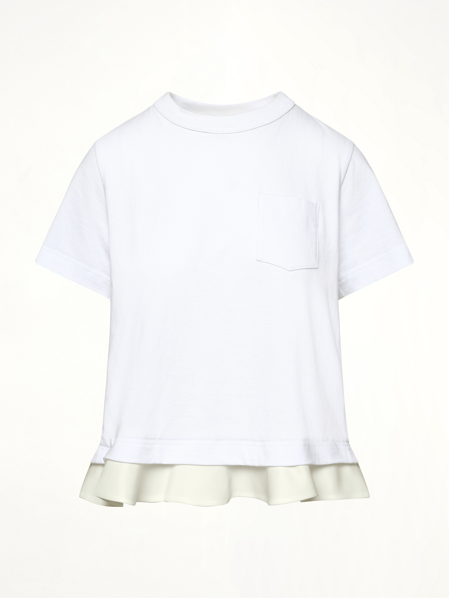Nylon Twill x Cotton Jersey T-Shirt in White