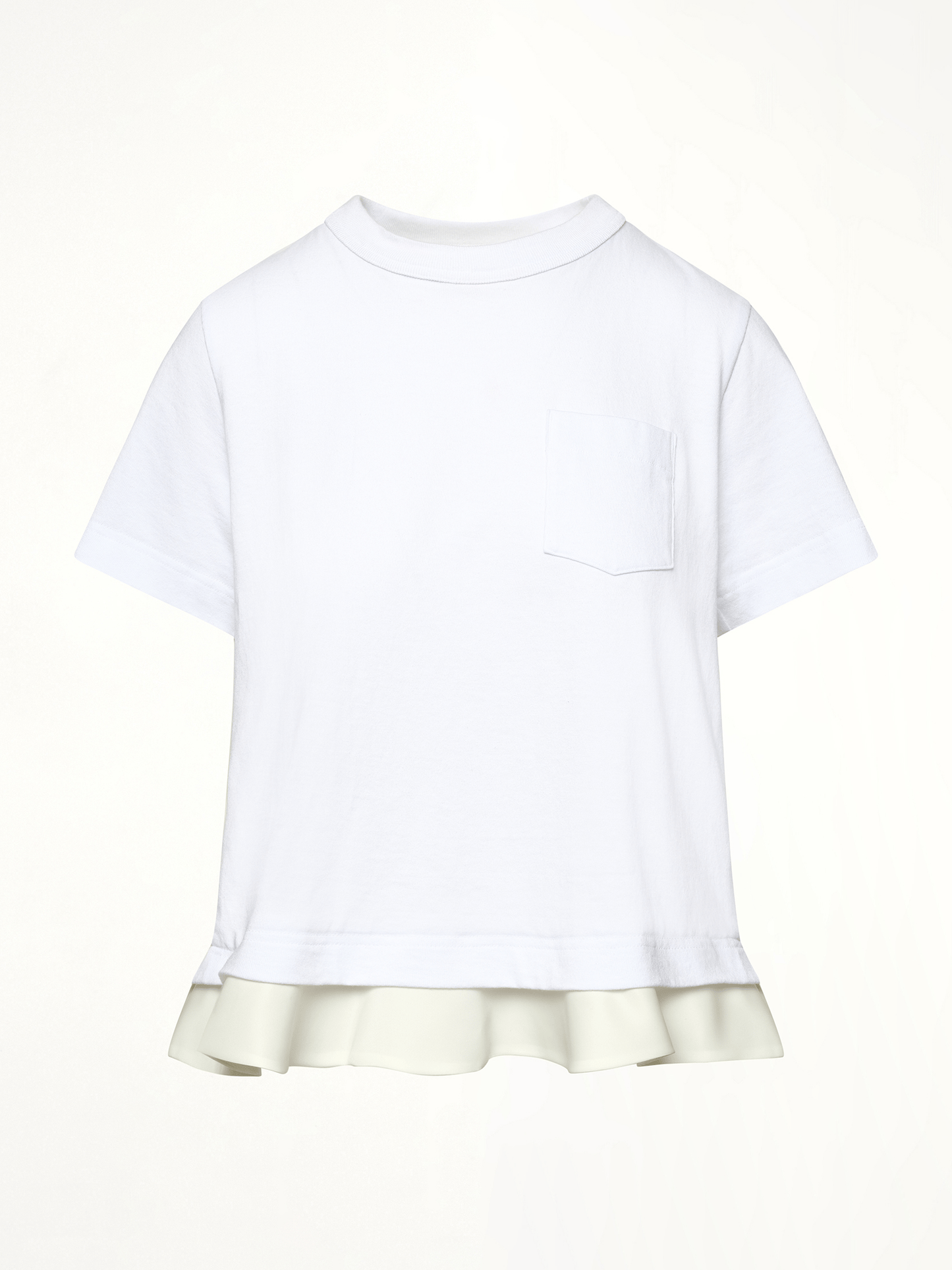 Nylon Twill x Cotton Jersey T-Shirt in White
