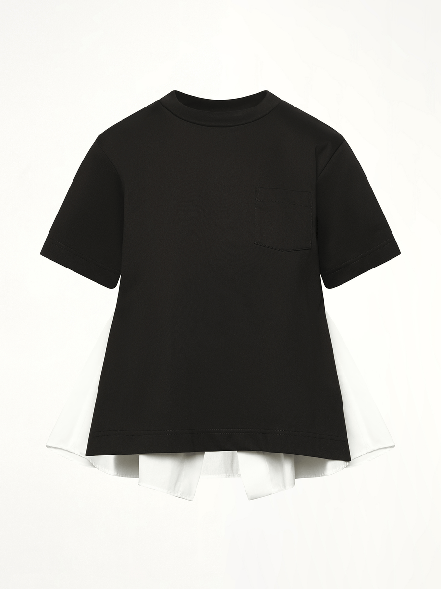 Poplin x Cotton Jersey T-Shirt in Black/Off White