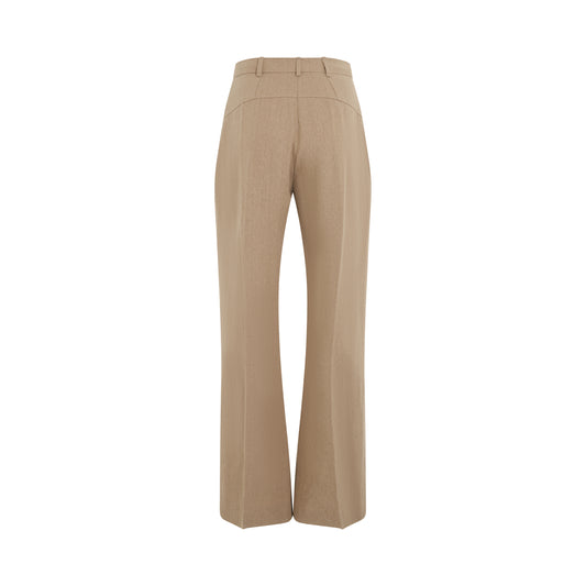 Sauge High Waisted Flare Pants in Beige