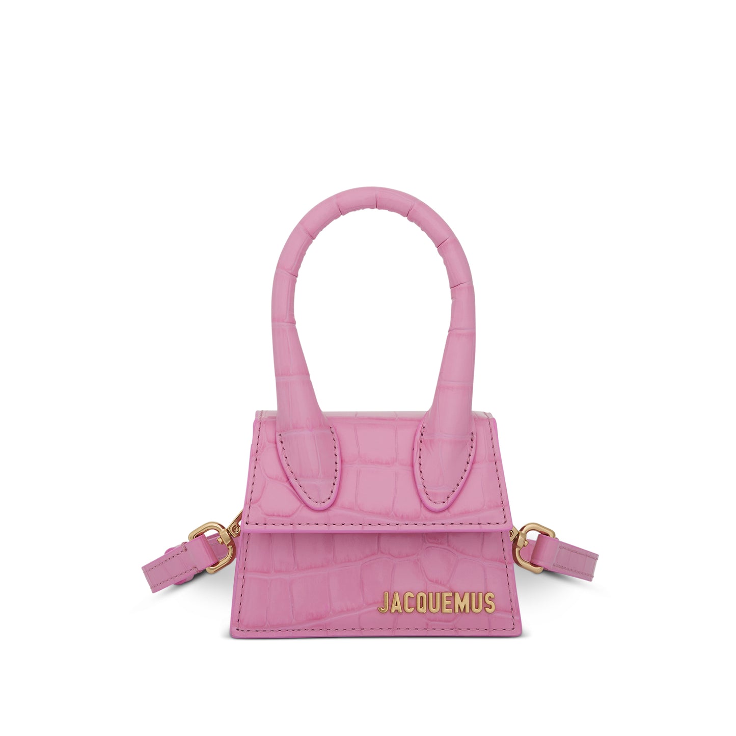 Le Chiquito Mini Croc Embossed Leather Bag in Pink