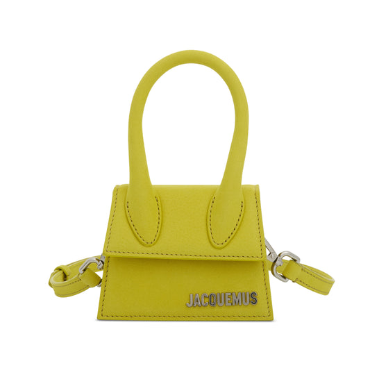 Le Chiquito Mini Croc Embossed Leather Bag in Neon Yellow