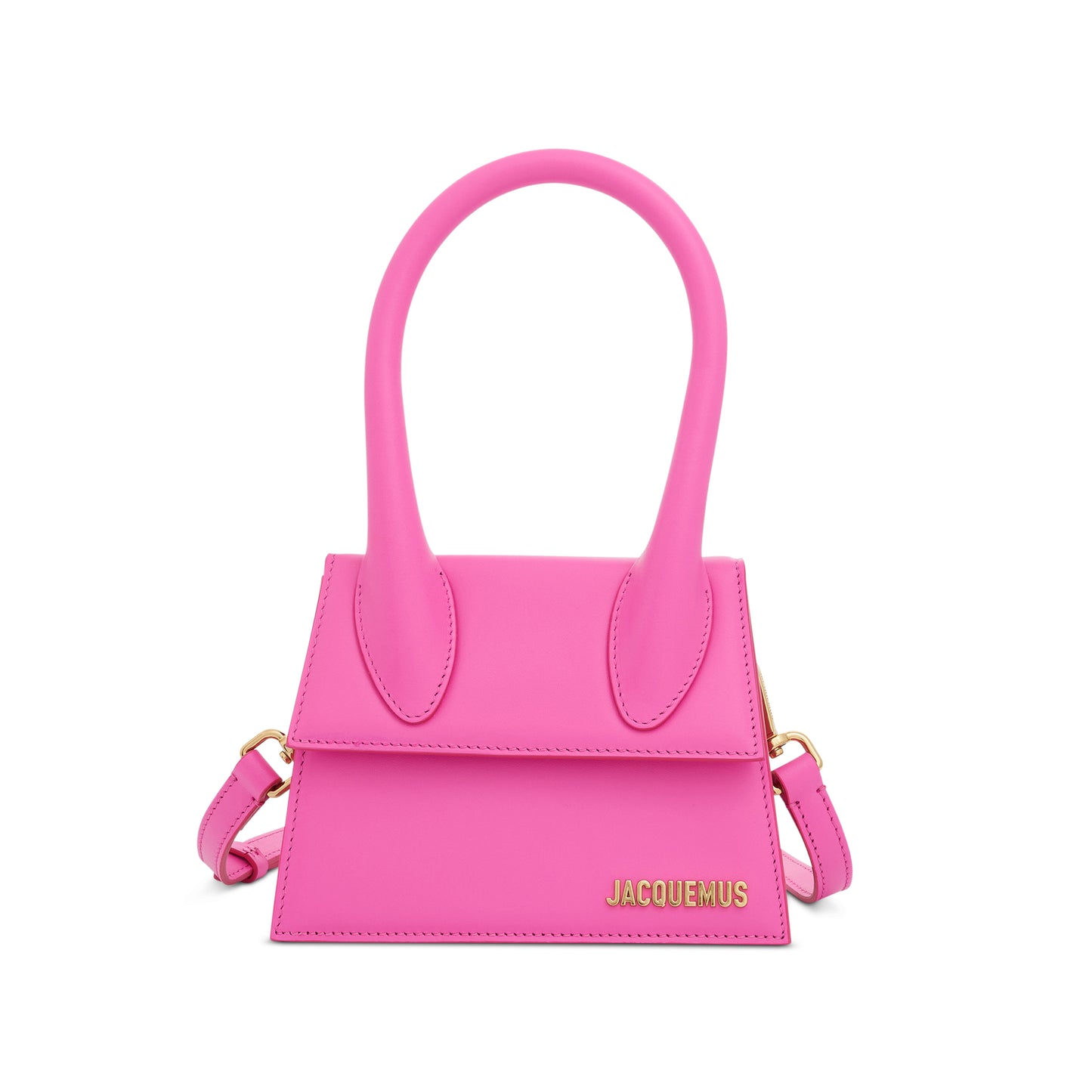 Le Chiquito Moyen Leather Bag in Neon Pink