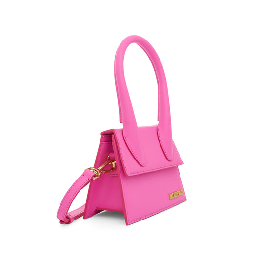 Le Chiquito Moyen Leather Bag in Neon Pink