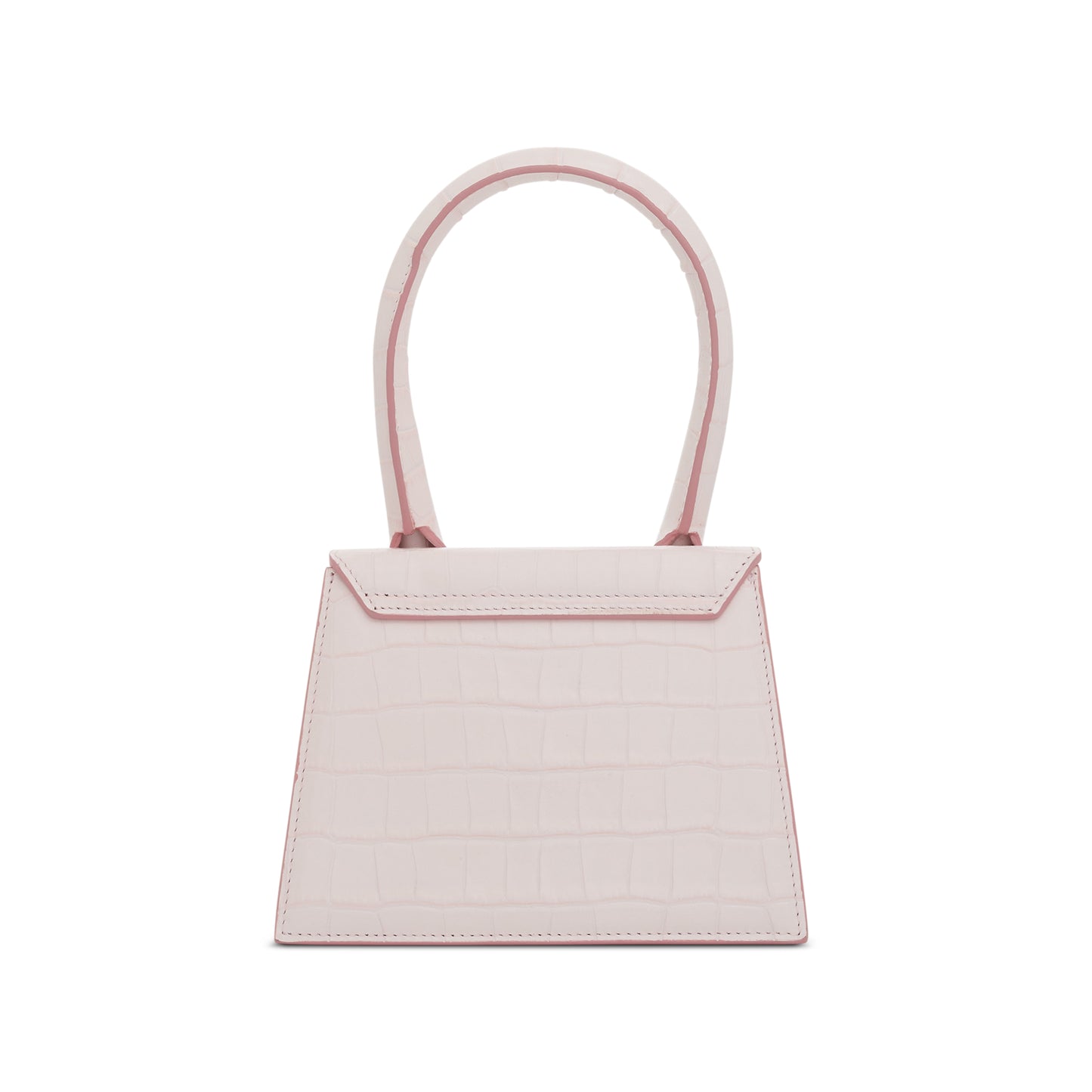 Le Chiquito Moyen Croc Embossed Leather Bag in Pale Pink