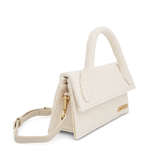 Le Chiquito Long Leather Bag in Off-White