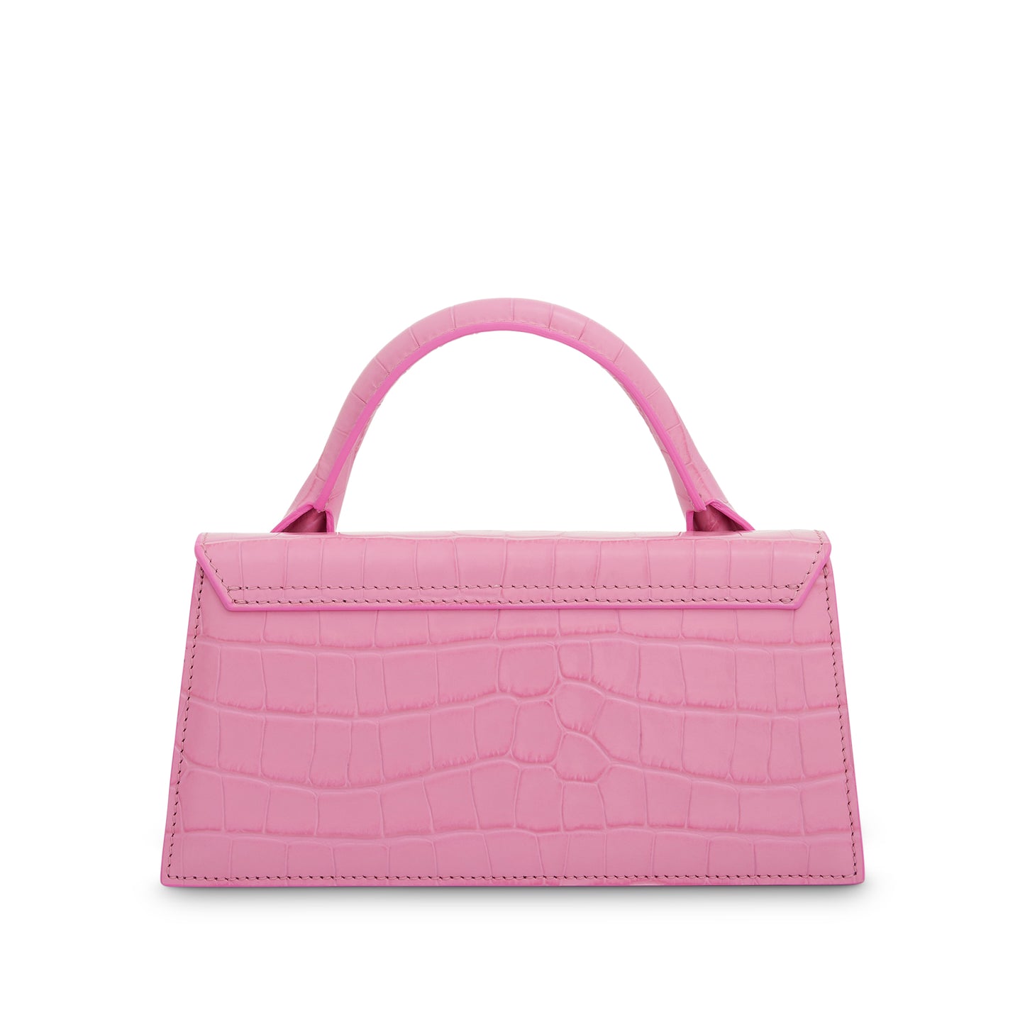 Le Chiquito Long Croc Embossed Leather Bag in Pink