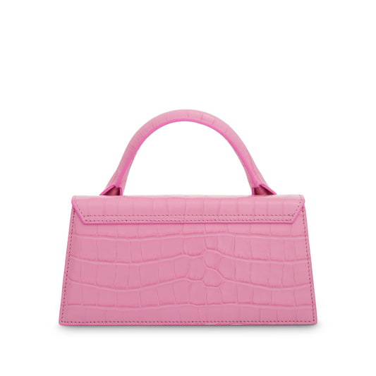 Le Chiquito Long Croc Embossed Leather Bag in Pink