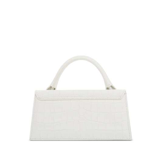 Le Chiquito Long Croc Embossed Leather Bag in Ivory