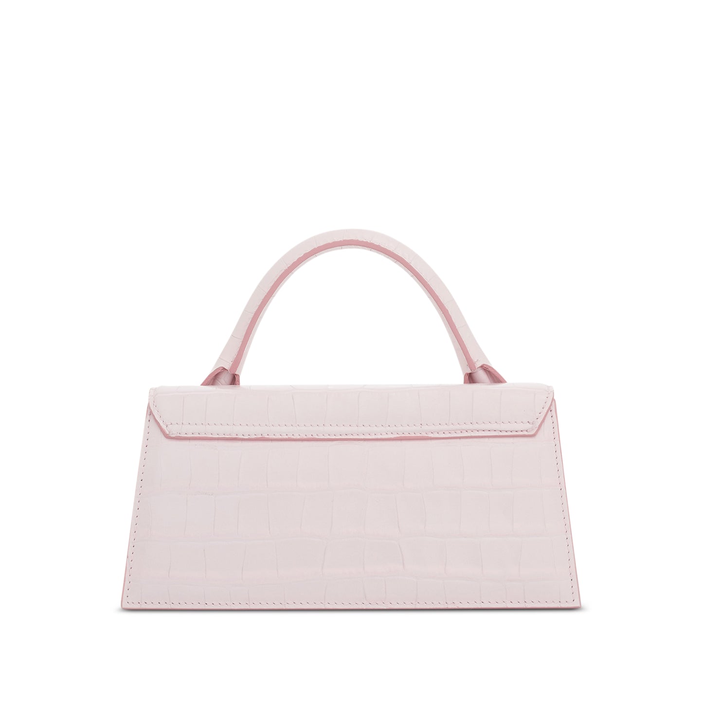 Le Chiquito Long Croc Embossed Leather Bag in Pale Pink