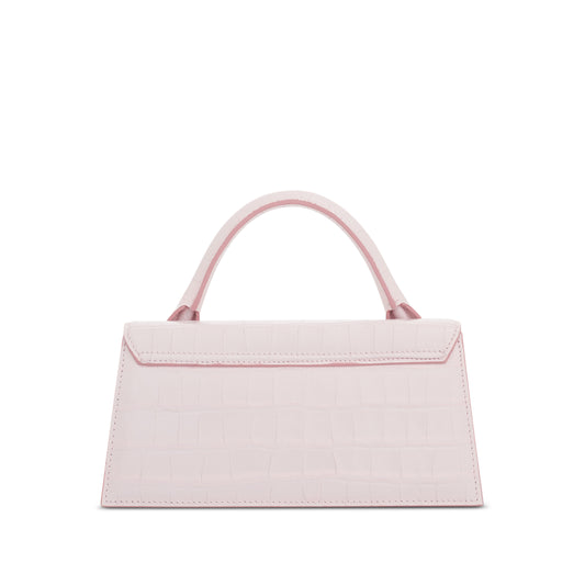 Le Chiquito Long Croc Embossed Leather Bag in Pale Pink