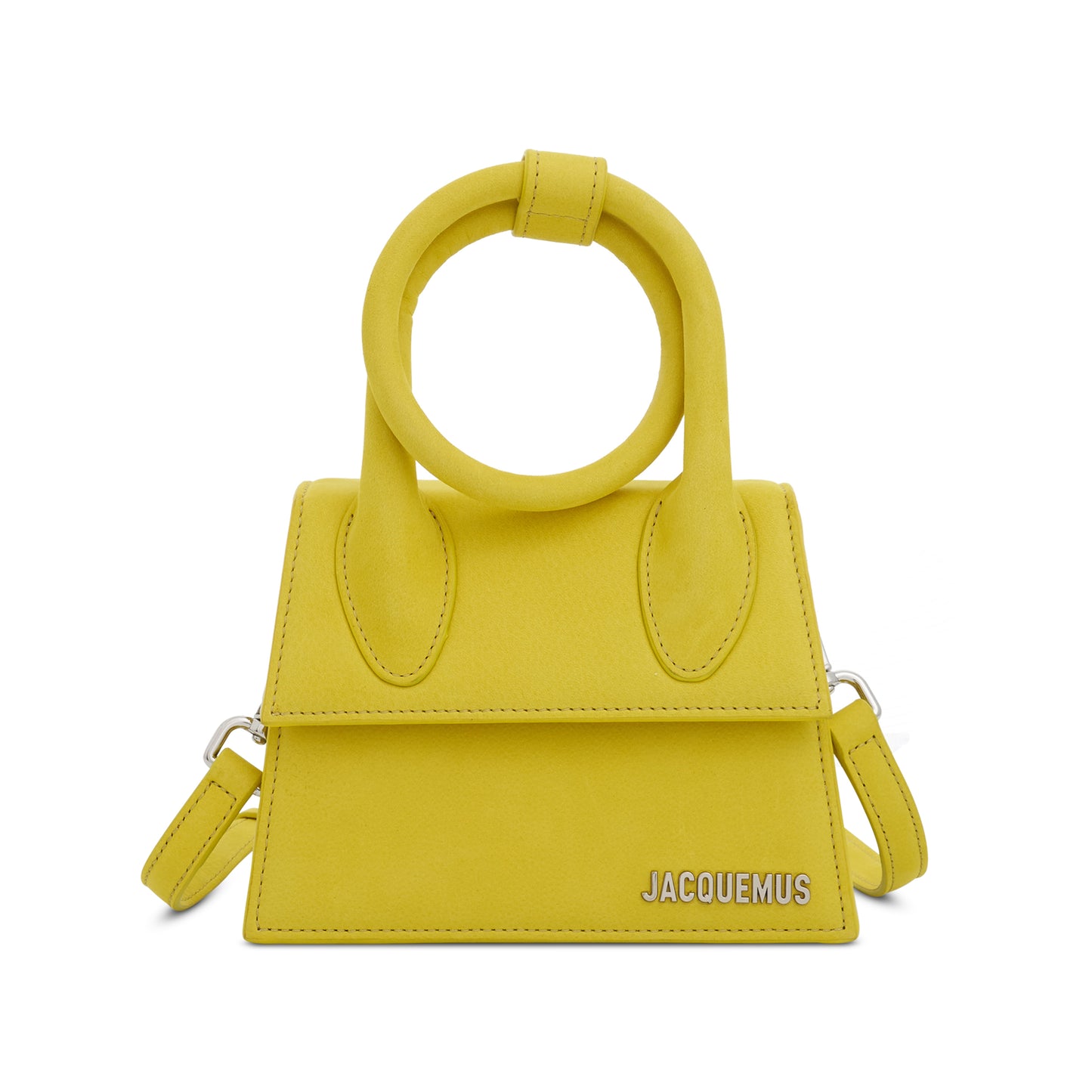 Le Chiquito Noeud Grained Leather Bag in Neon Yellow