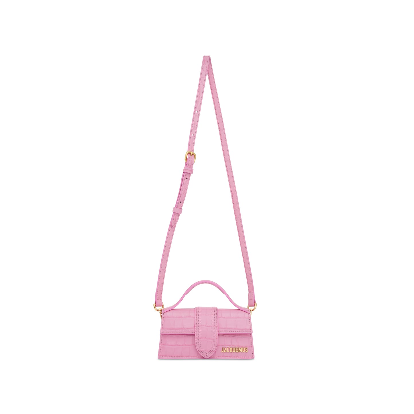 Le Bambino Mini Croc Embossed Leather Bag in Pink