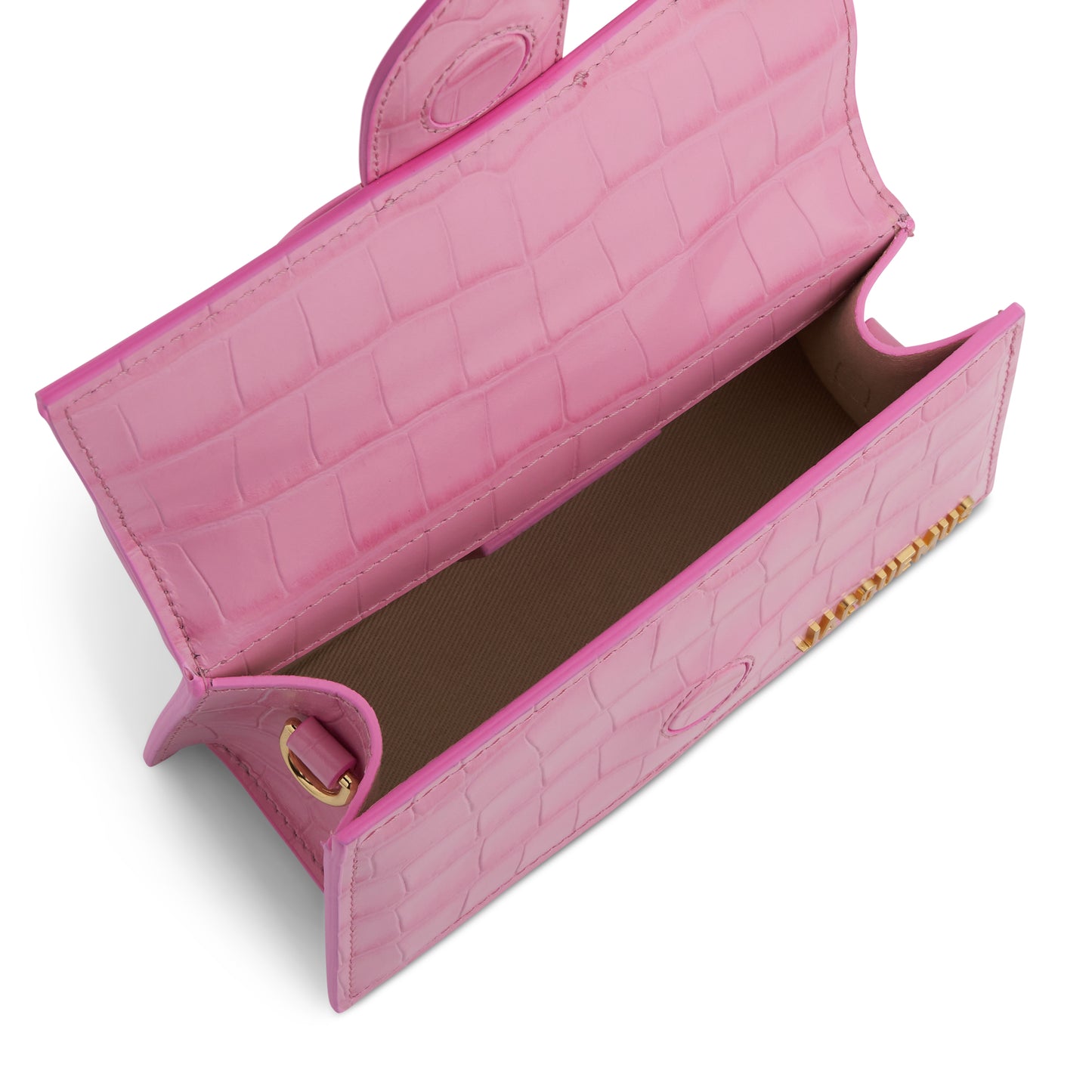 Le Bambino Mini Croc Embossed Leather Bag in Pink