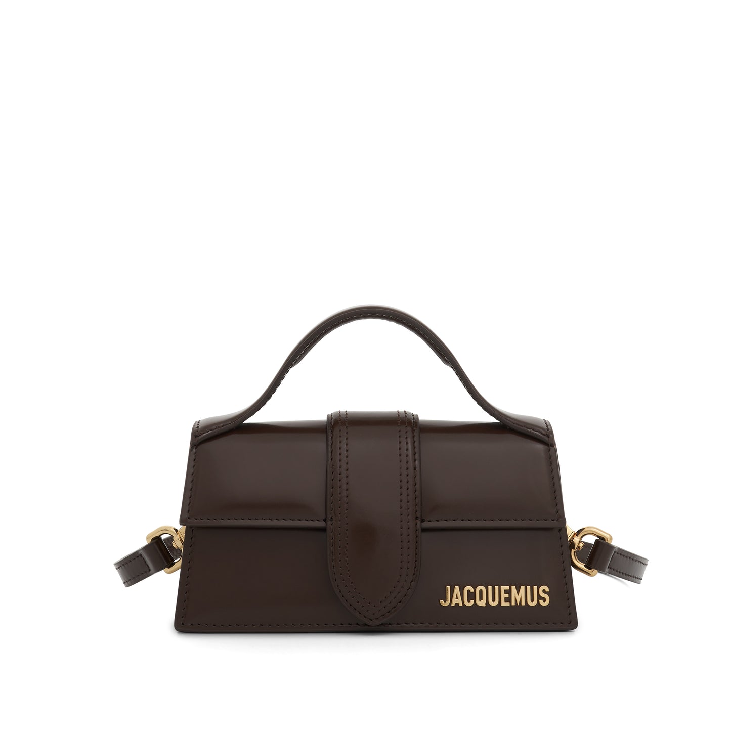 Le Bambino Small Patent Leather Bag in Midnight Brown