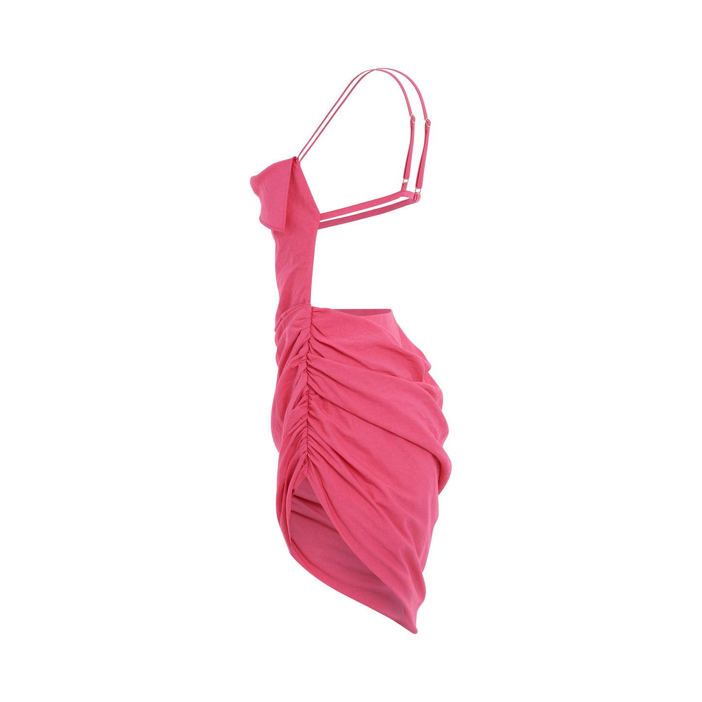 Saudade Asymmetric Draped mini Dress in Pink