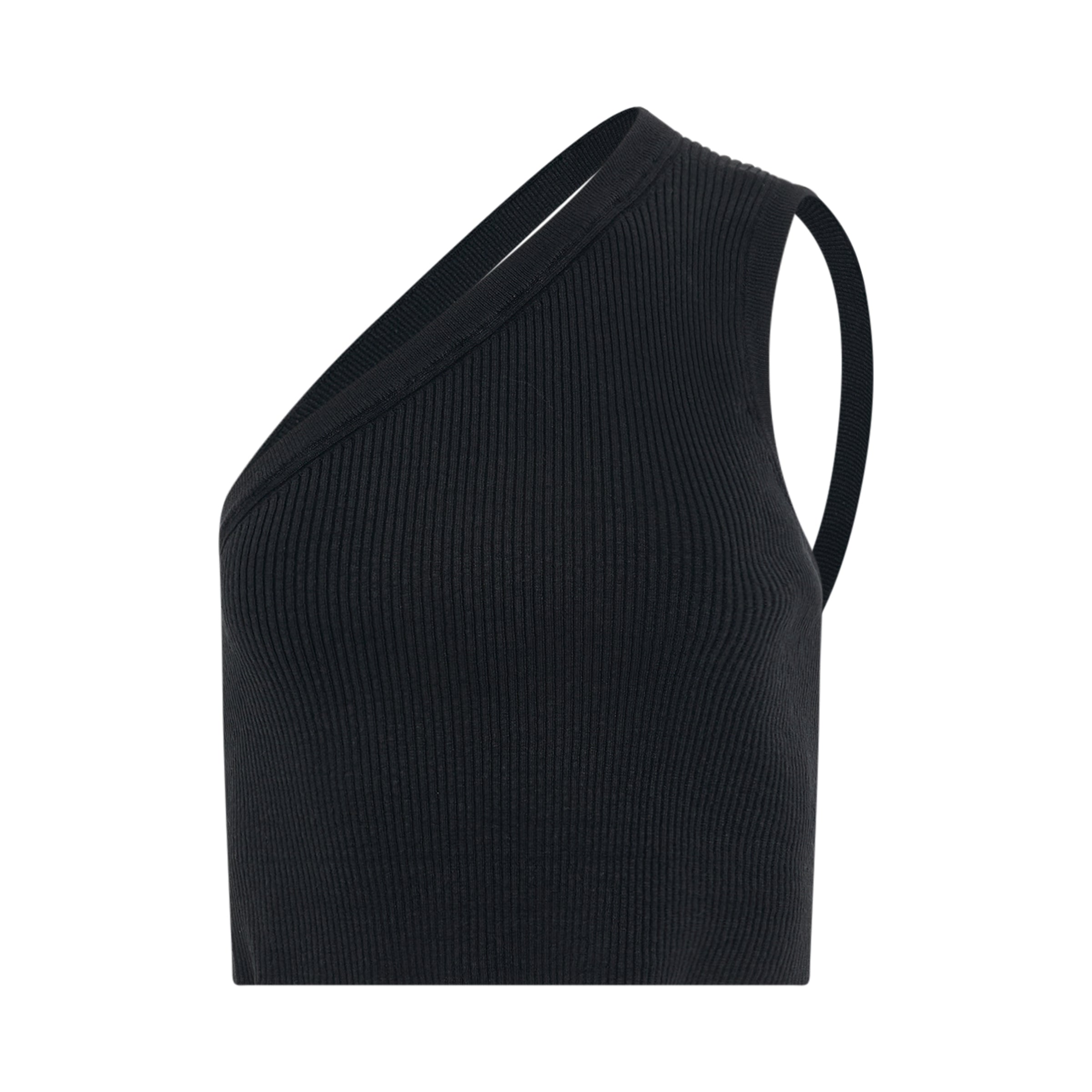 Ascu Asymmetric Crop Top in Black