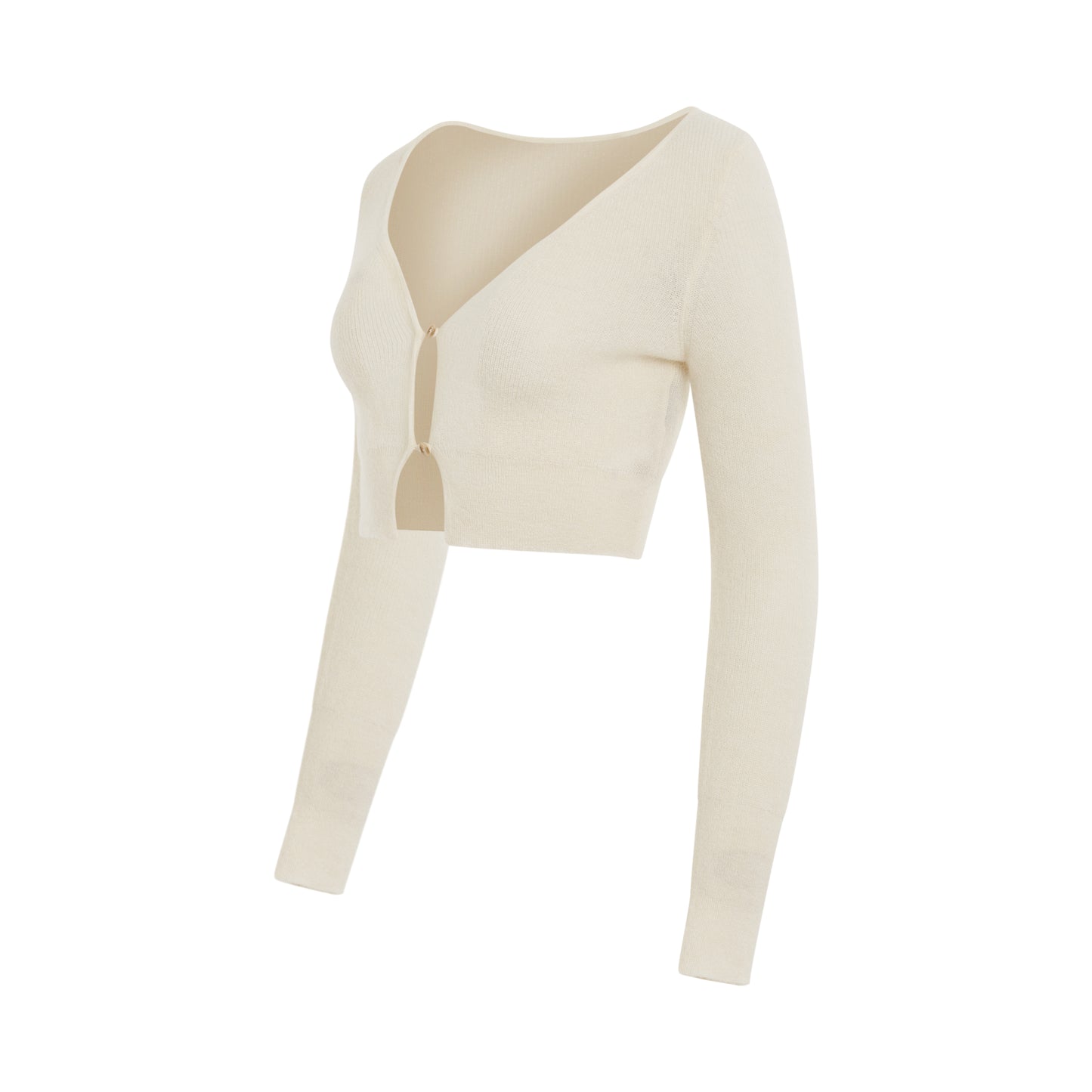 Alzou Cropped Mohair Cardigan in Off White