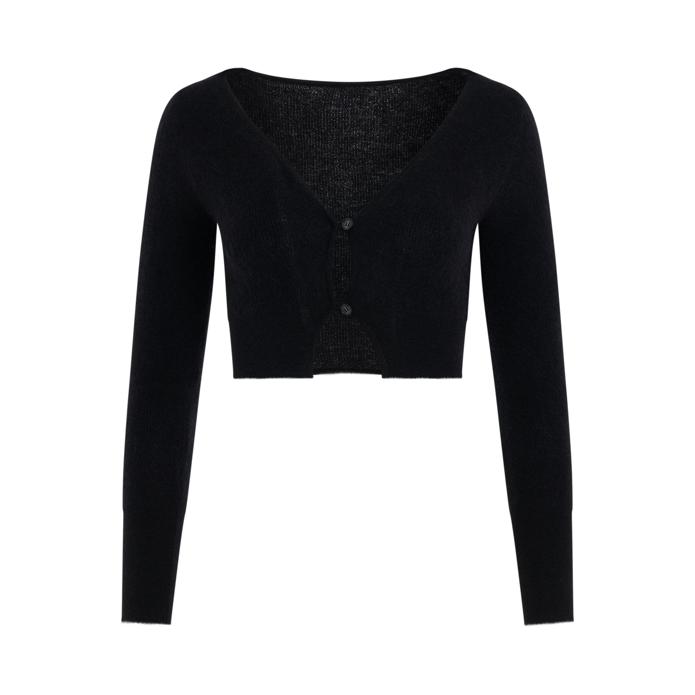 Alzou Cropped Mohair Cardigan in Black