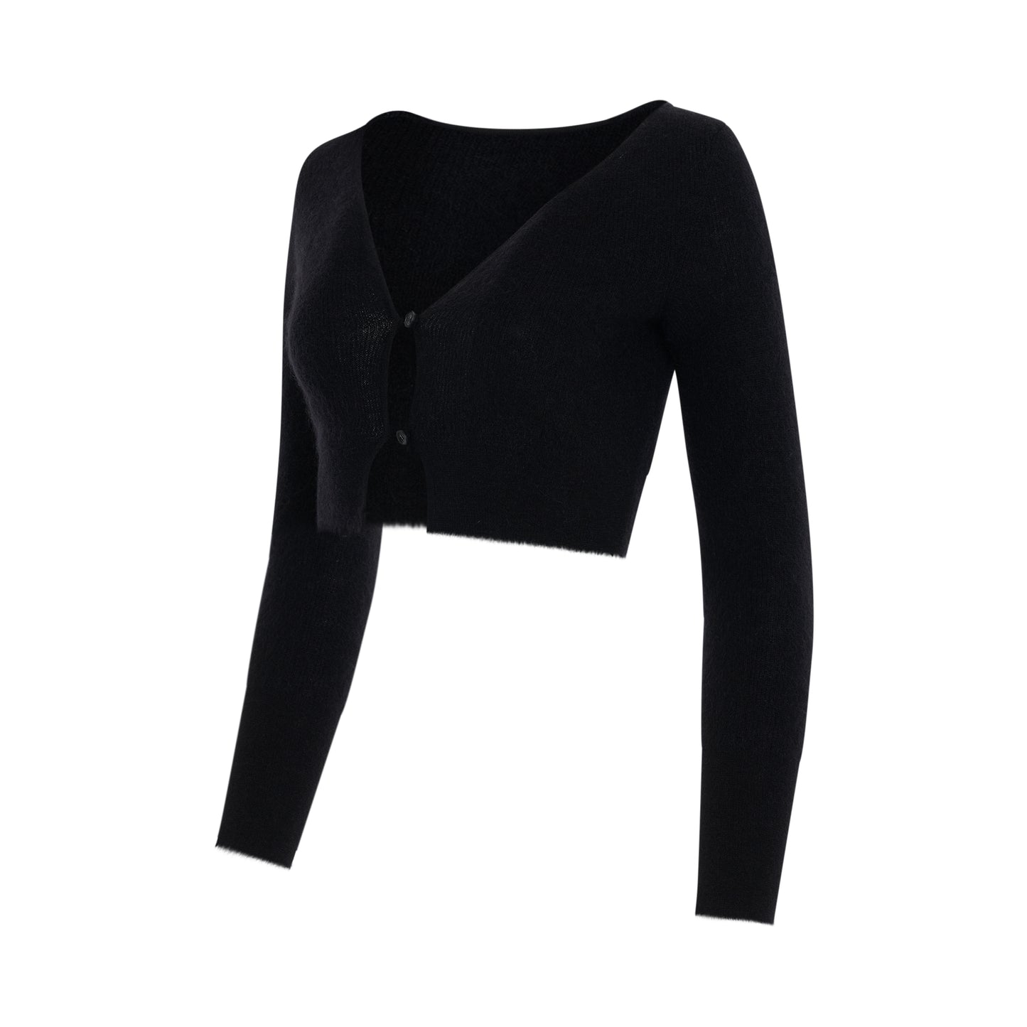 Alzou Cropped Mohair Cardigan in Black