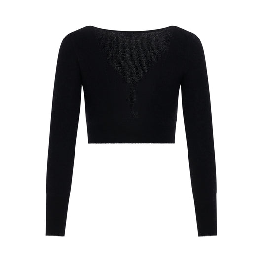 Alzou Cropped Mohair Cardigan in Black