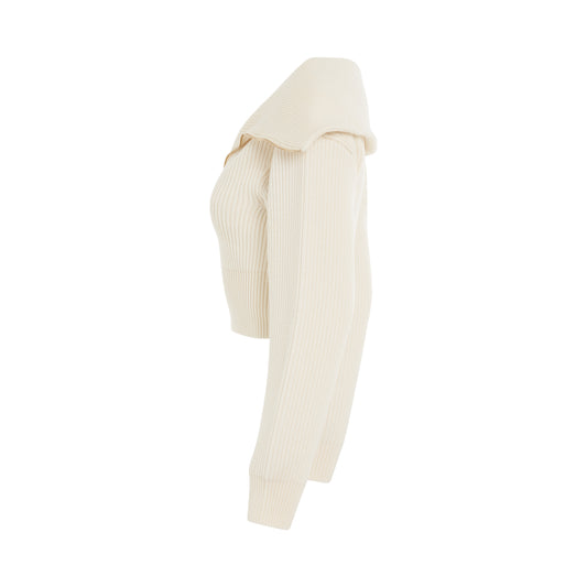 Risoul Double Collar Sweater in Off White