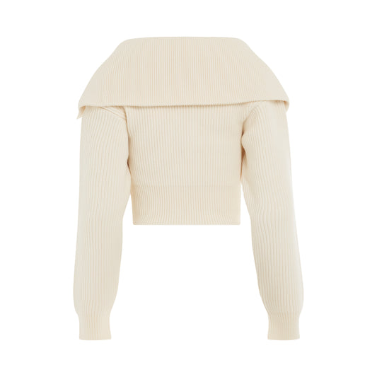 Risoul Double Collar Sweater in Off White