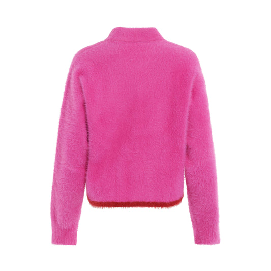 Neve Fluffy Long Sleeve Polo in Pink