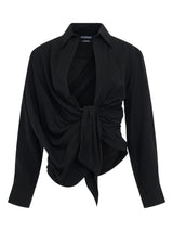 Bahia Tied Sash Shirt in Black