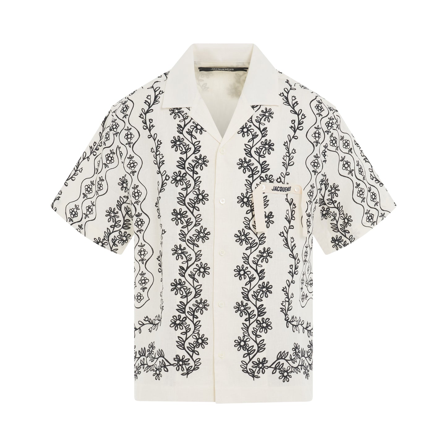 Jean Black Provencales Print Short Sleeve Shirt in White