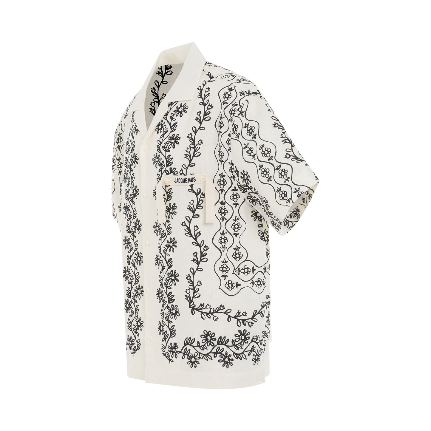 Jean Black Provencales Print Short Sleeve Shirt in White