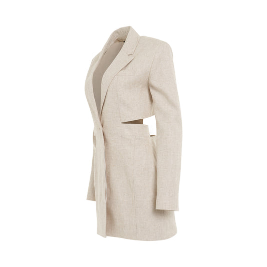 Bari Blazer Mini Dress in Light Beige