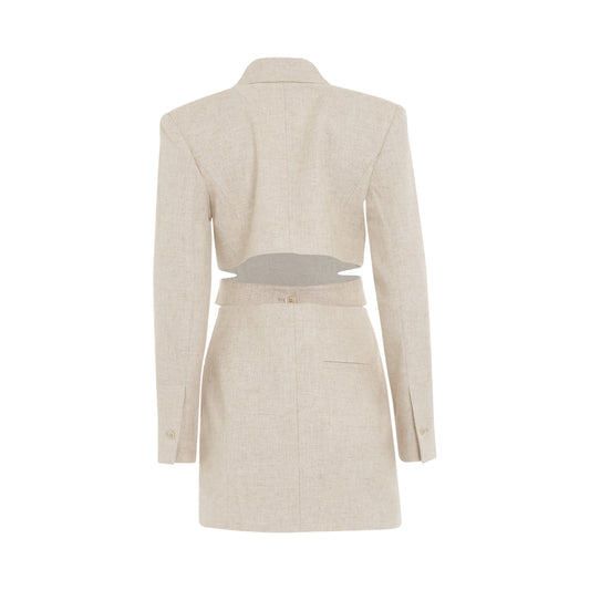 Bari Blazer Mini Dress in Light Beige