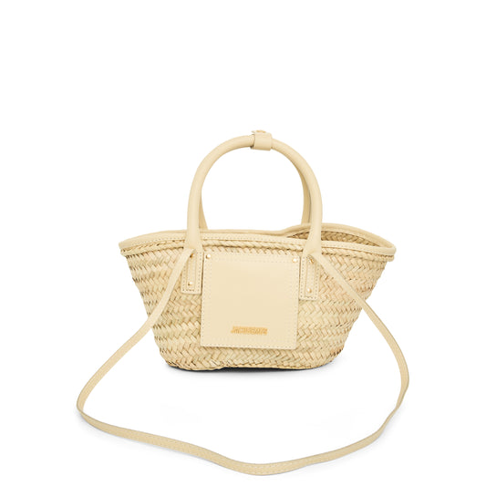 Le Petit Panier Soli Straw & Leather Bag in Ivory