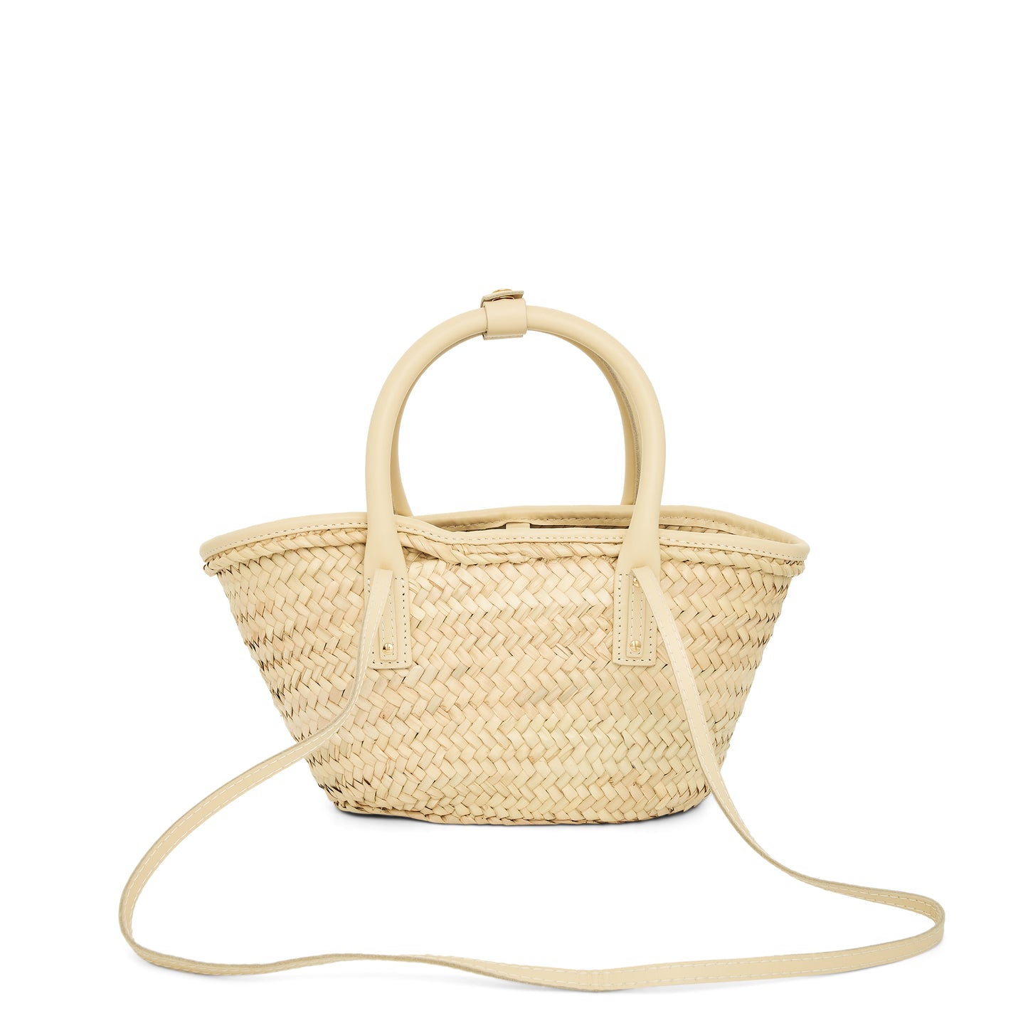 Le Petit Panier Soli Straw & Leather Bag in Ivory