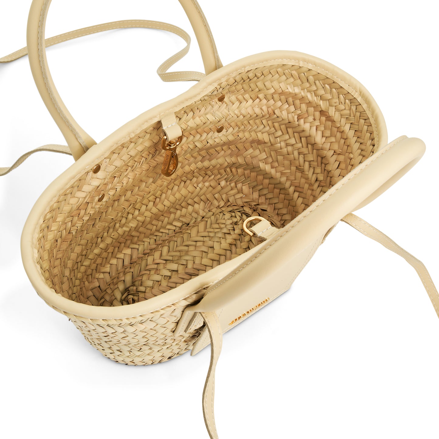 Le Petit Panier Soli Straw & Leather Bag in Ivory