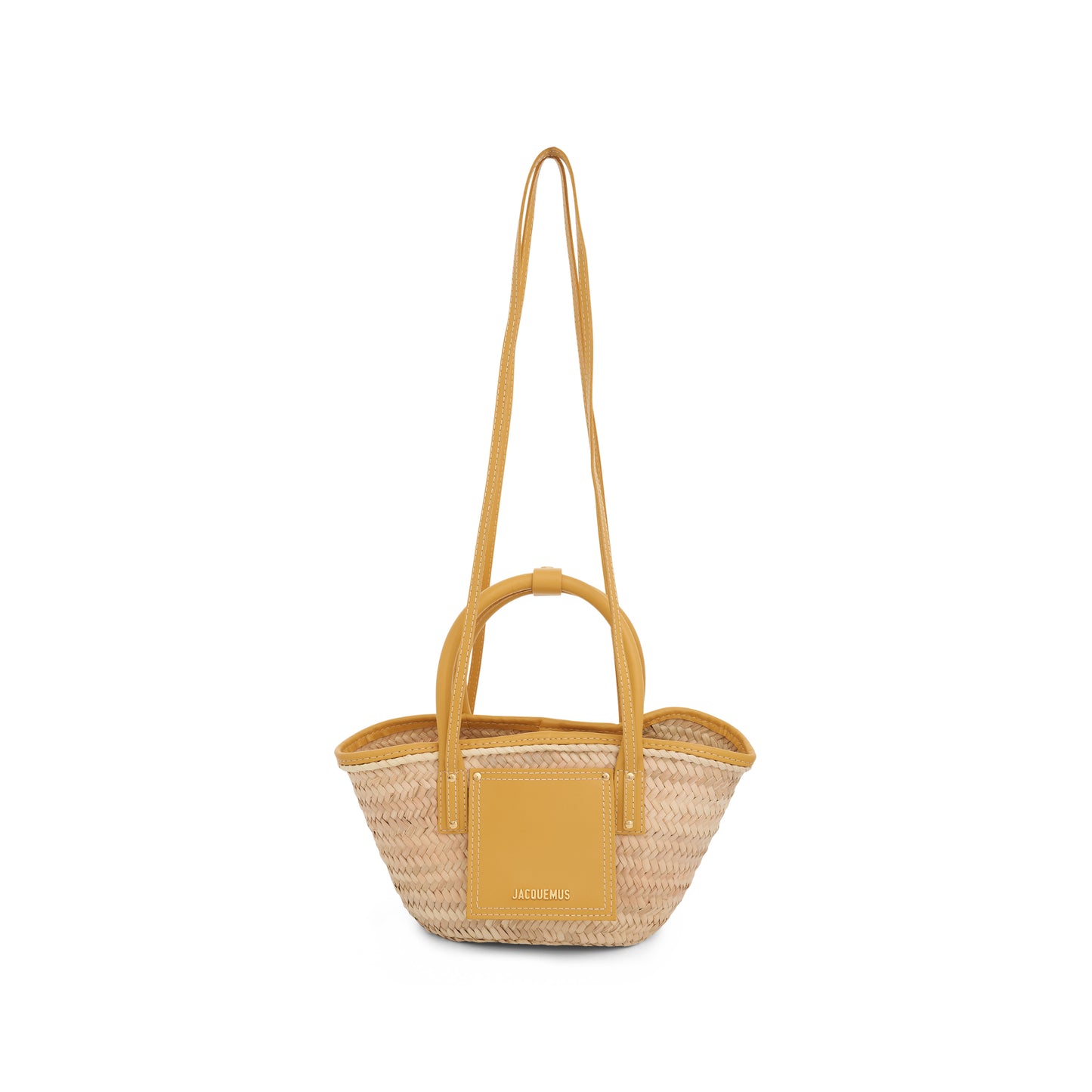 Le Petit Panier Soleil Straw & Leather Bag in Dark Yellow